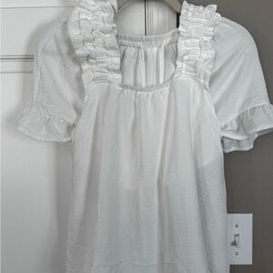 Elegant White Ruffled Women's Top